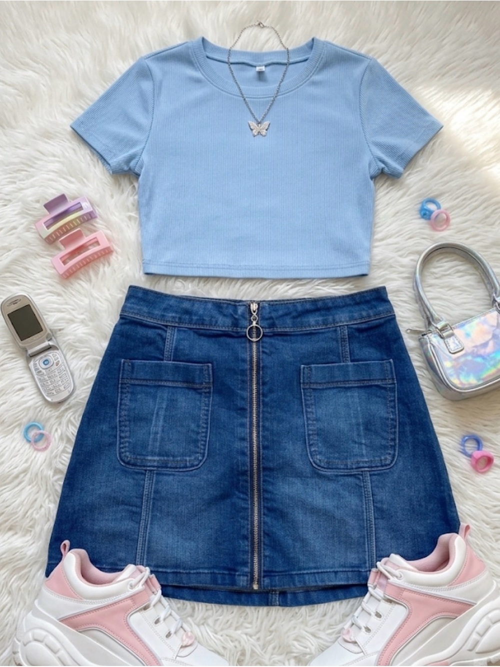 Dark Denim Zip Front Skirt
